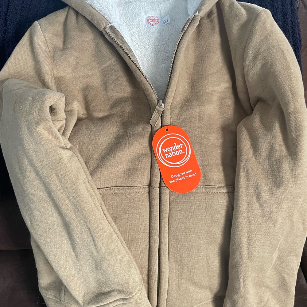 Wonder Nation Tan Zip-Up Hoodie